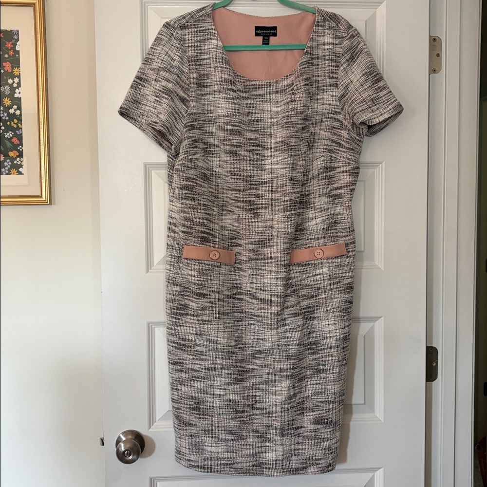 Connected Apparel Blush Dress with Teal Detail